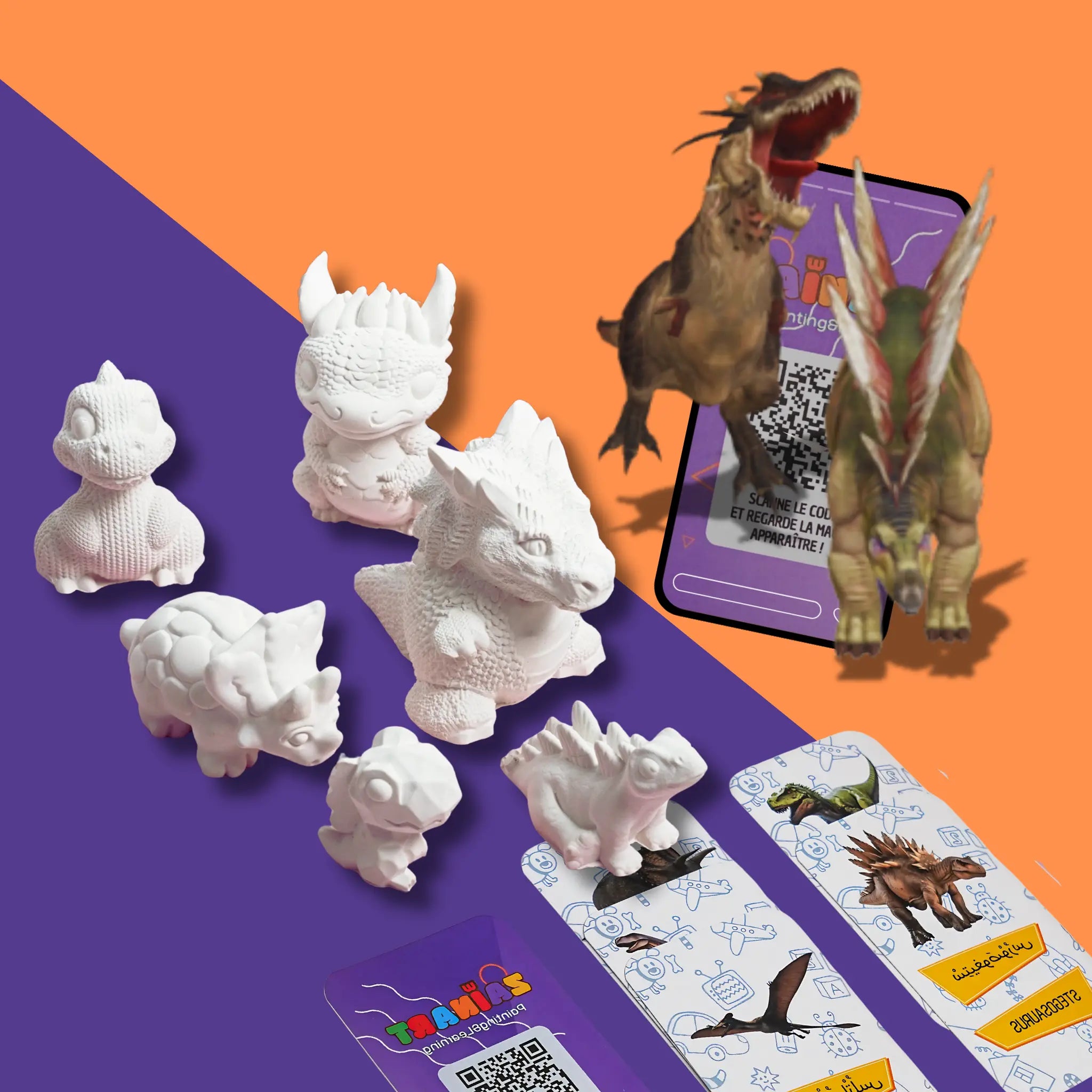 Kit de coloriage Dinosaures avec expérience réalité augmentée
