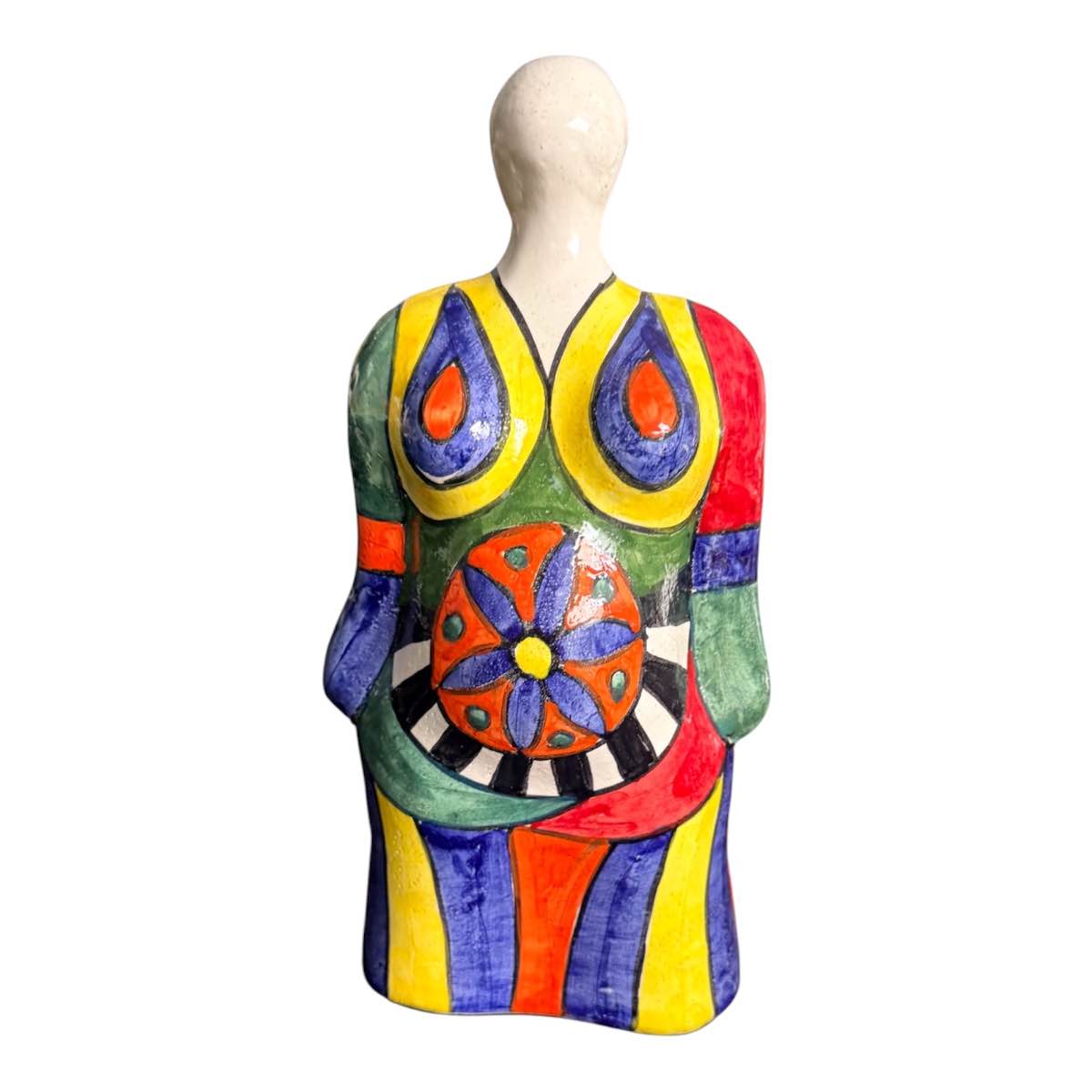 Sculpture féminine artistique - Pièce unique en céramique émaillée H 30 cm