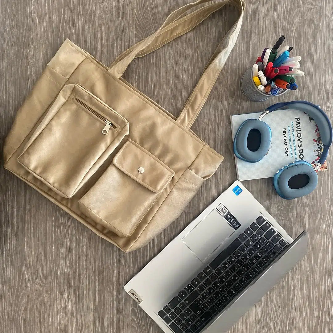 Tote bag fait main en daim (47x39 cm)