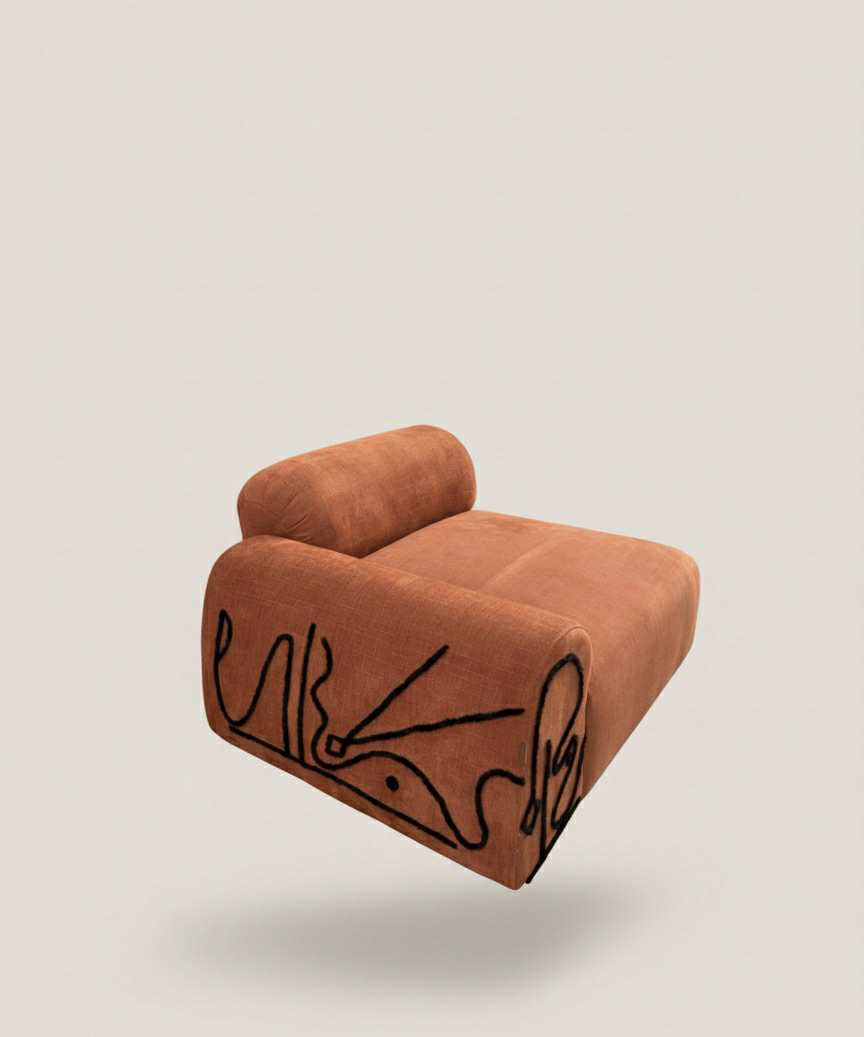 Canapé convertible 3 places brodé a la main