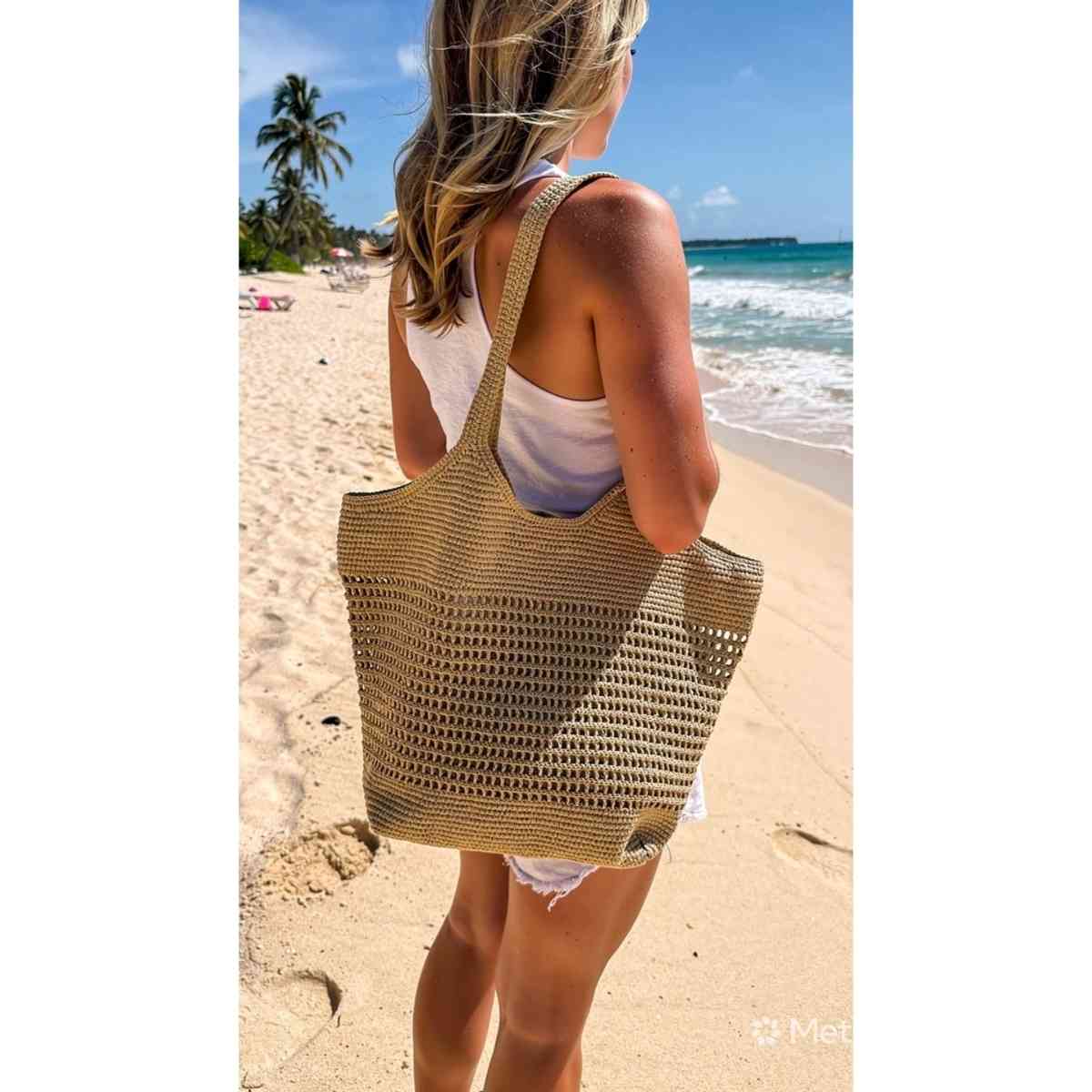 sac de plage beige taille M un must have pour vos vacances