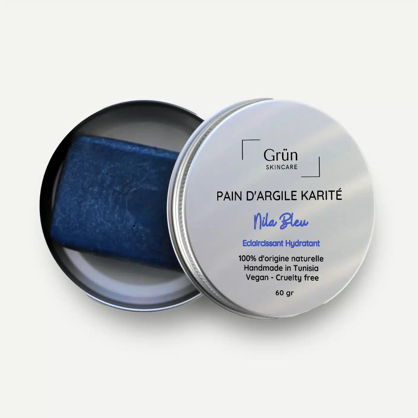 Pain d'argile Karité, Nila Bleu - Eclaircissant Hydratant- 60 gr