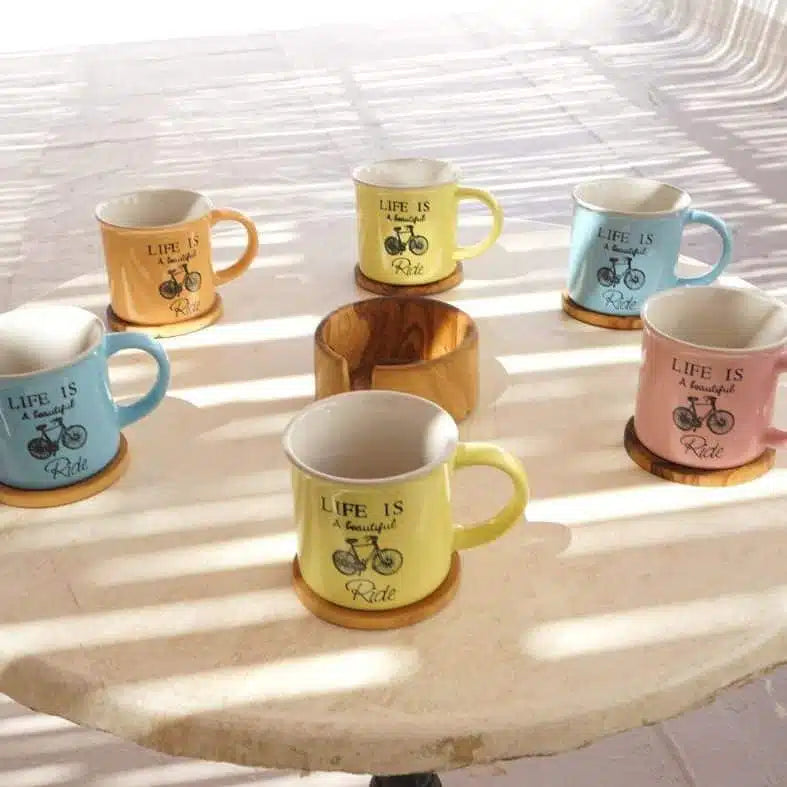 Sous Tasse Et Support Rond En Bois d'Oliviers