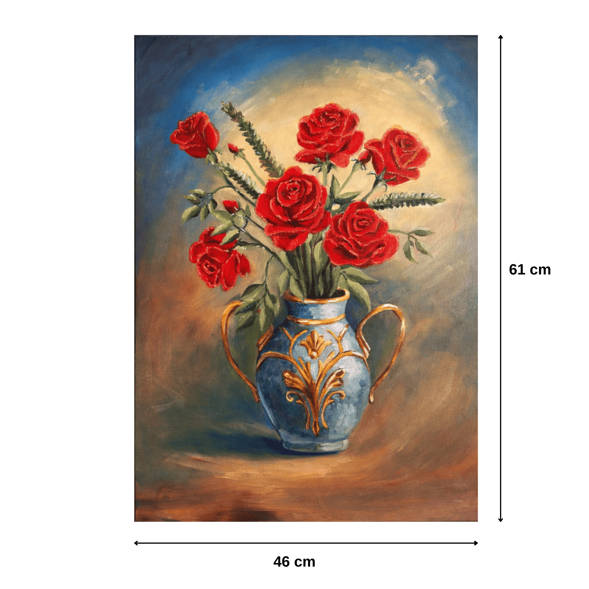 Vase bleu élégant avec roses rouges pour une décoration sublime