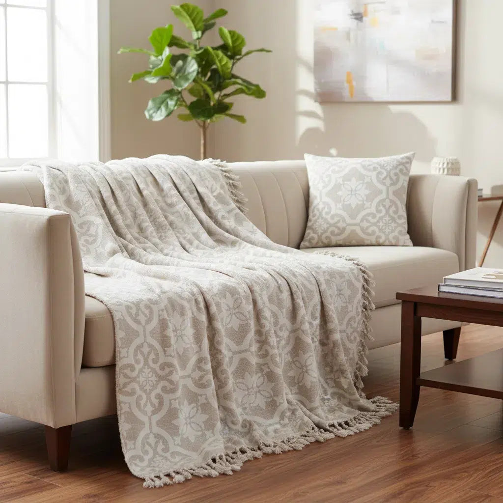 Jeté Sintra Grège Beige - Style et Confort Exceptionnels