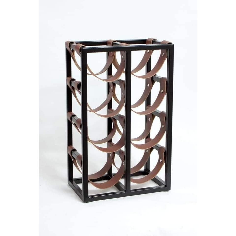 Casier à Bouteilles Métallique 8 Bouteilles Cuir - Style Moderne