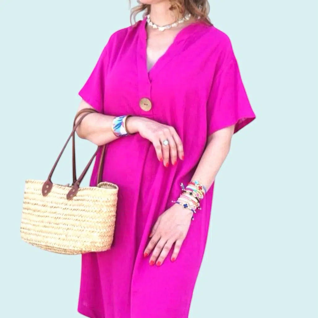 Robe chic décontractée en lin et coton pour l'été