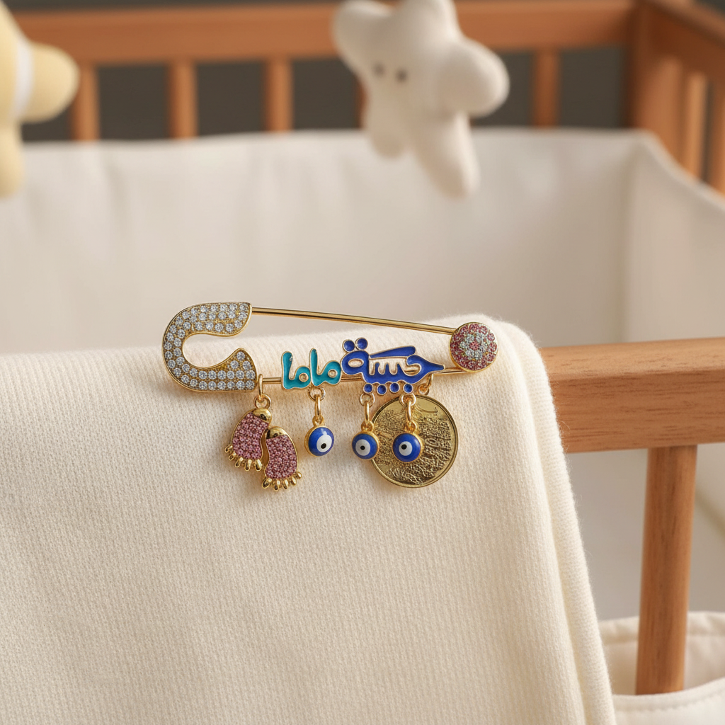 Broche Habibet Mama Plaqué Or Cubic Zirconia - Élégance Intemporelle