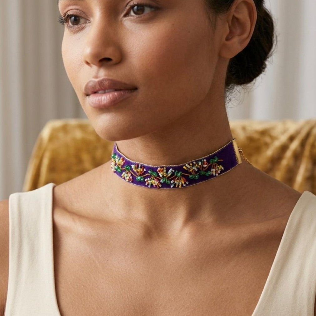 Collier bohème unique en velours pour un style éclatant