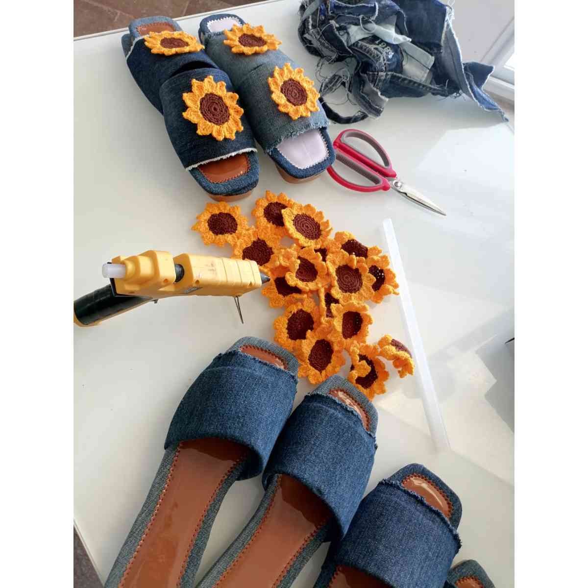 Mules en jeans artisanales taille 41 irrésistibles et uniques