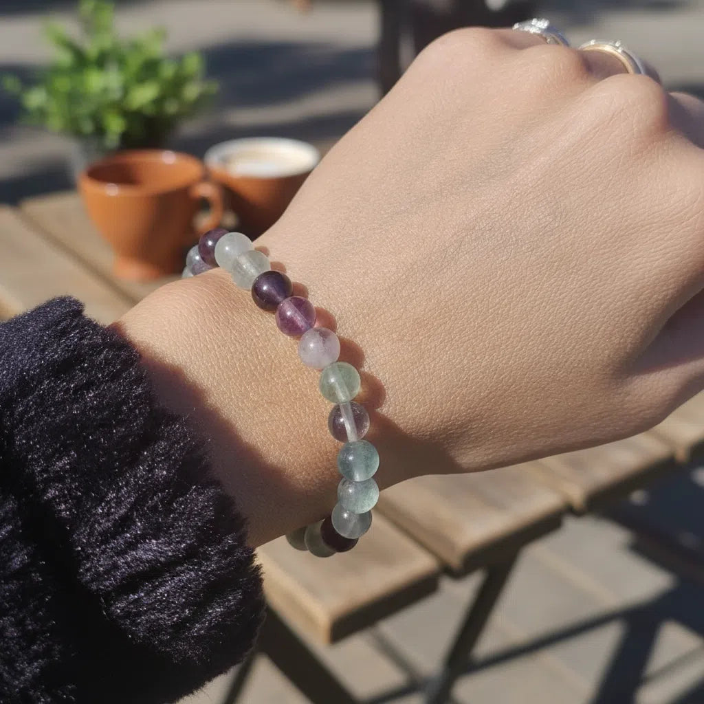 Bracelet Élastique Fluorite Arc-en-Ciel - Sérénité Naturelle