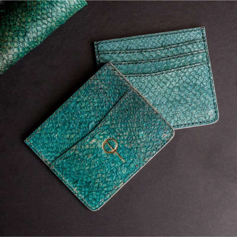 Porte-cartes en cuir de peau de saumon "Smeraldo Cardholder"