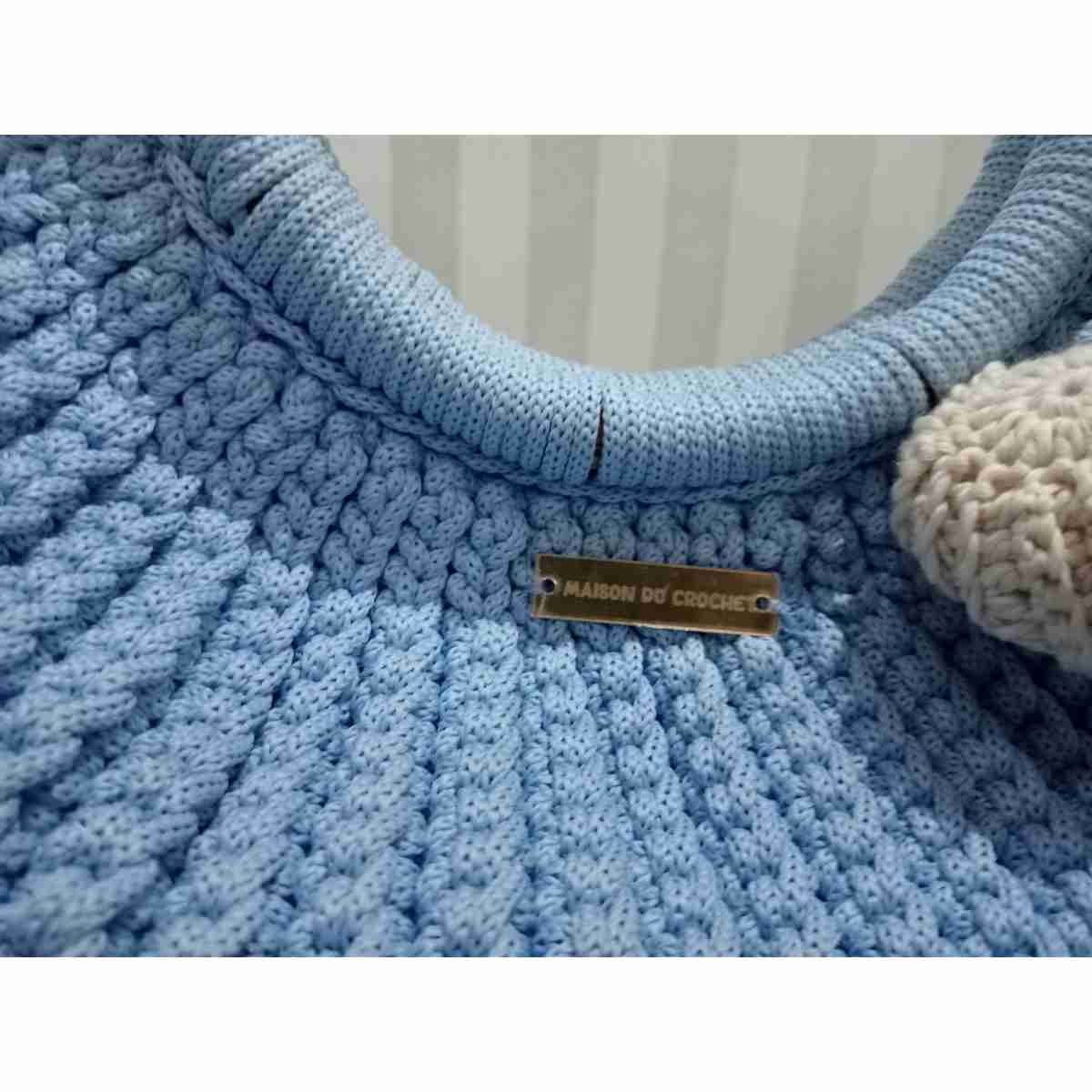 sac crochet coquille bleu ciel tendance et unique