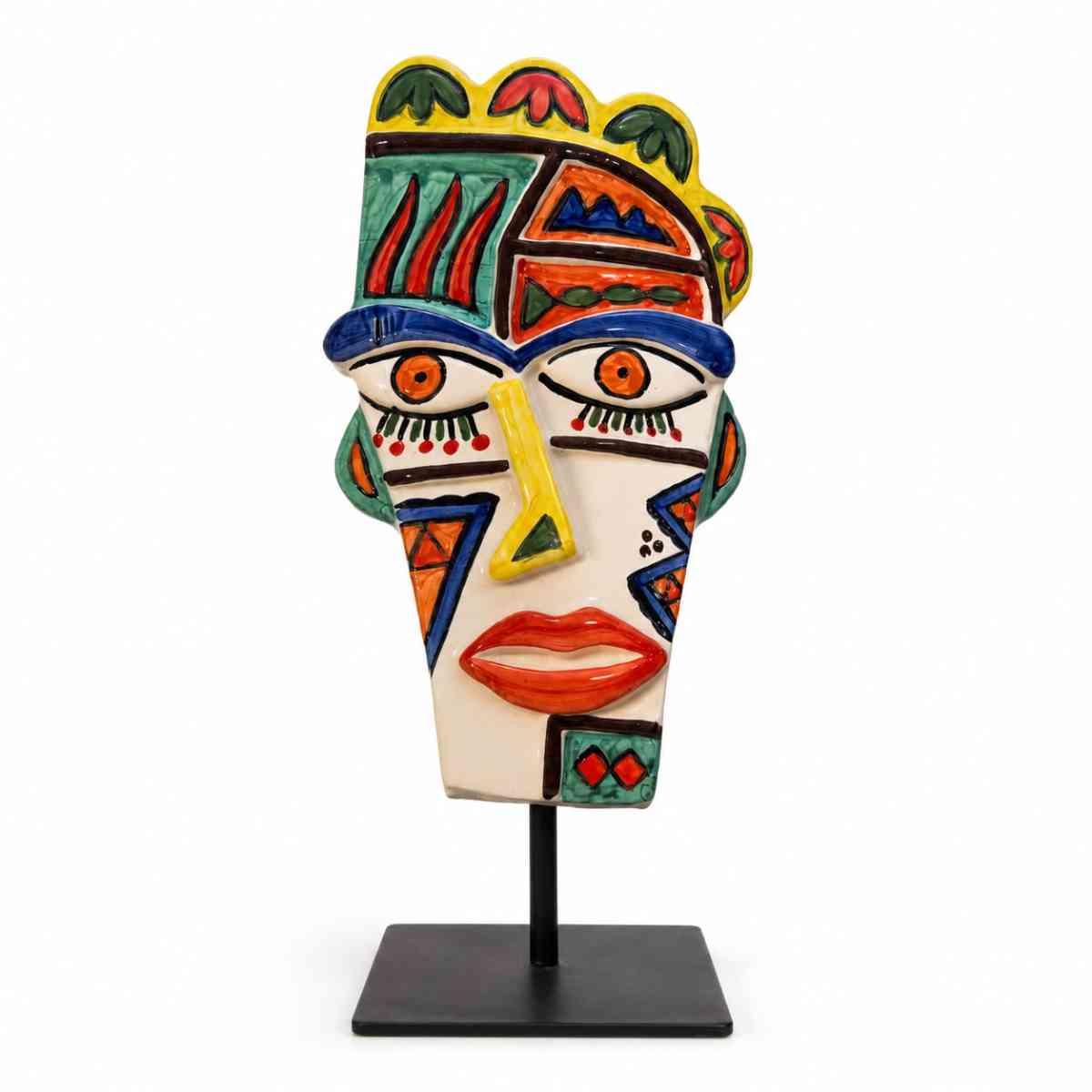 Sculpture Masque coloré H 30 cm