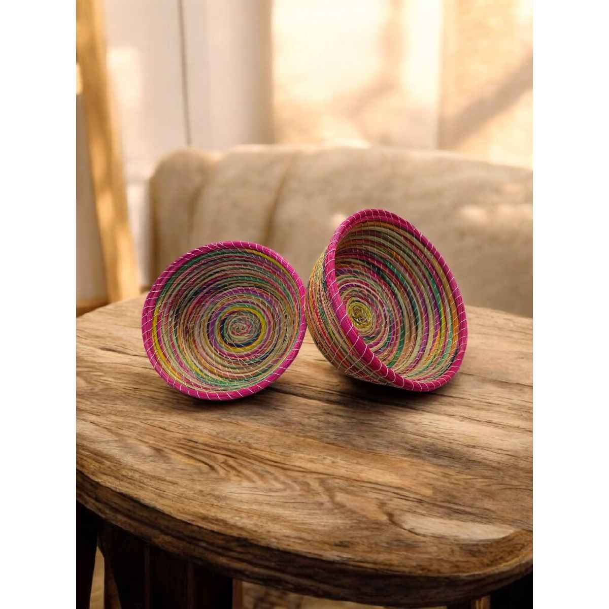 Panier tissé naturel multicolore