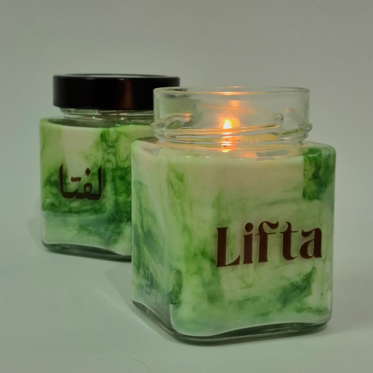 Bougie "Lifta" avec carte postale et enveloppe photos : Une histoire de Palestine