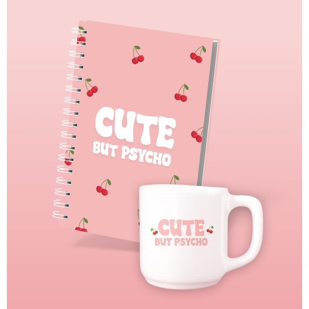 Duo Cute But Psycho un mug mignon et un carnet original premium