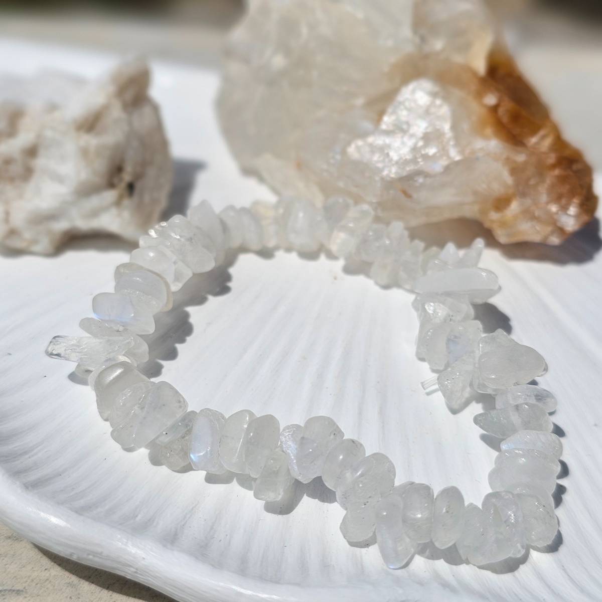 Bracelet Élastique en Pierres de Lune Baroques - Éclat Mystique