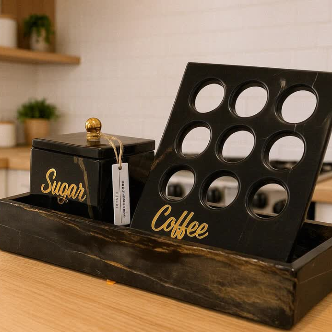 Pack Coin Café – 3 pièces : Plateau, Boîte à sucre, Support à capsules
