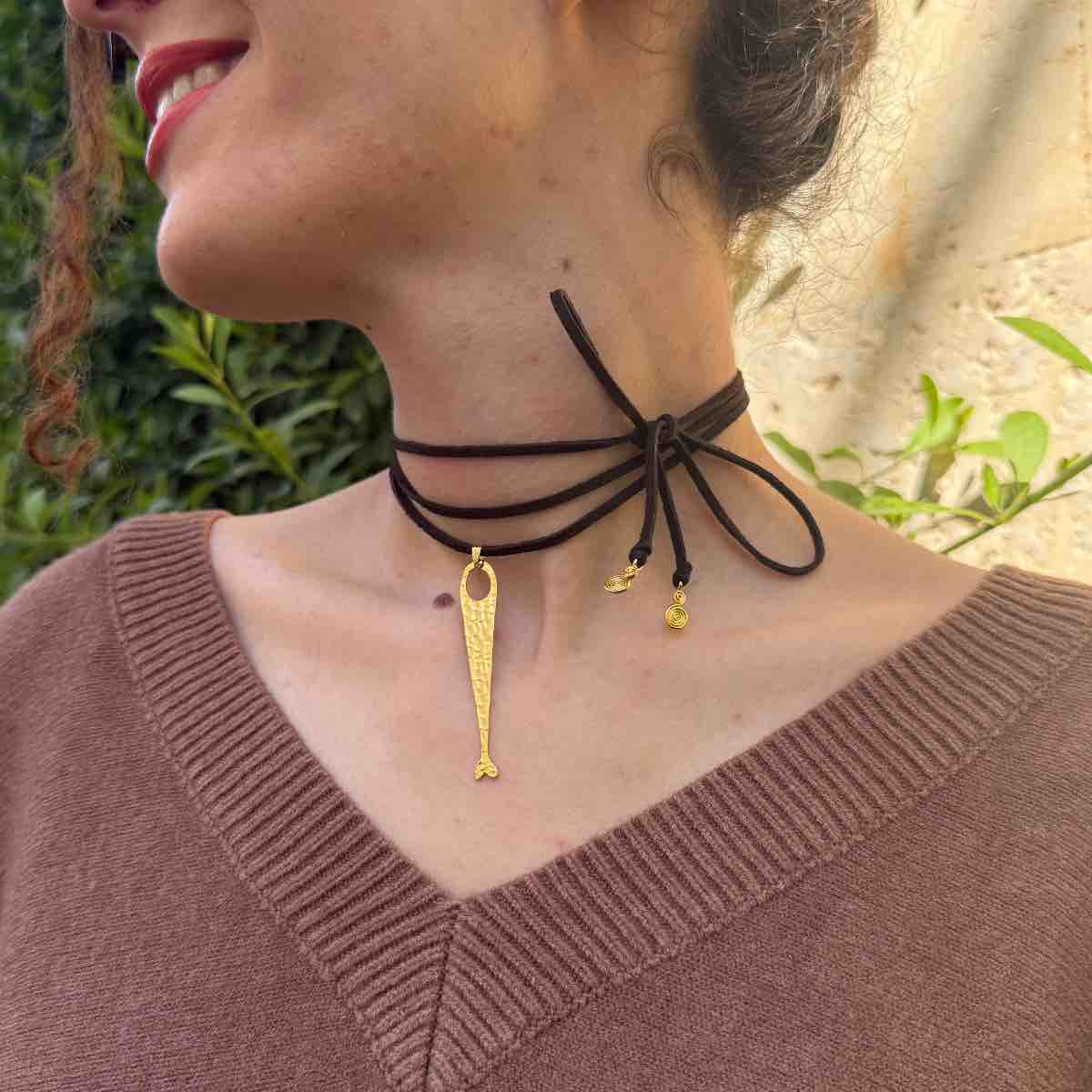 Collier cuir ajustable premium marron et doré exclusif