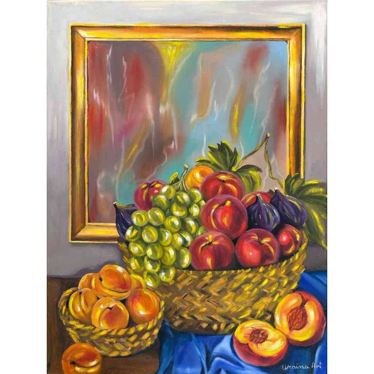 tableau fruits été 64x61cm peinture à l huile luxe unique