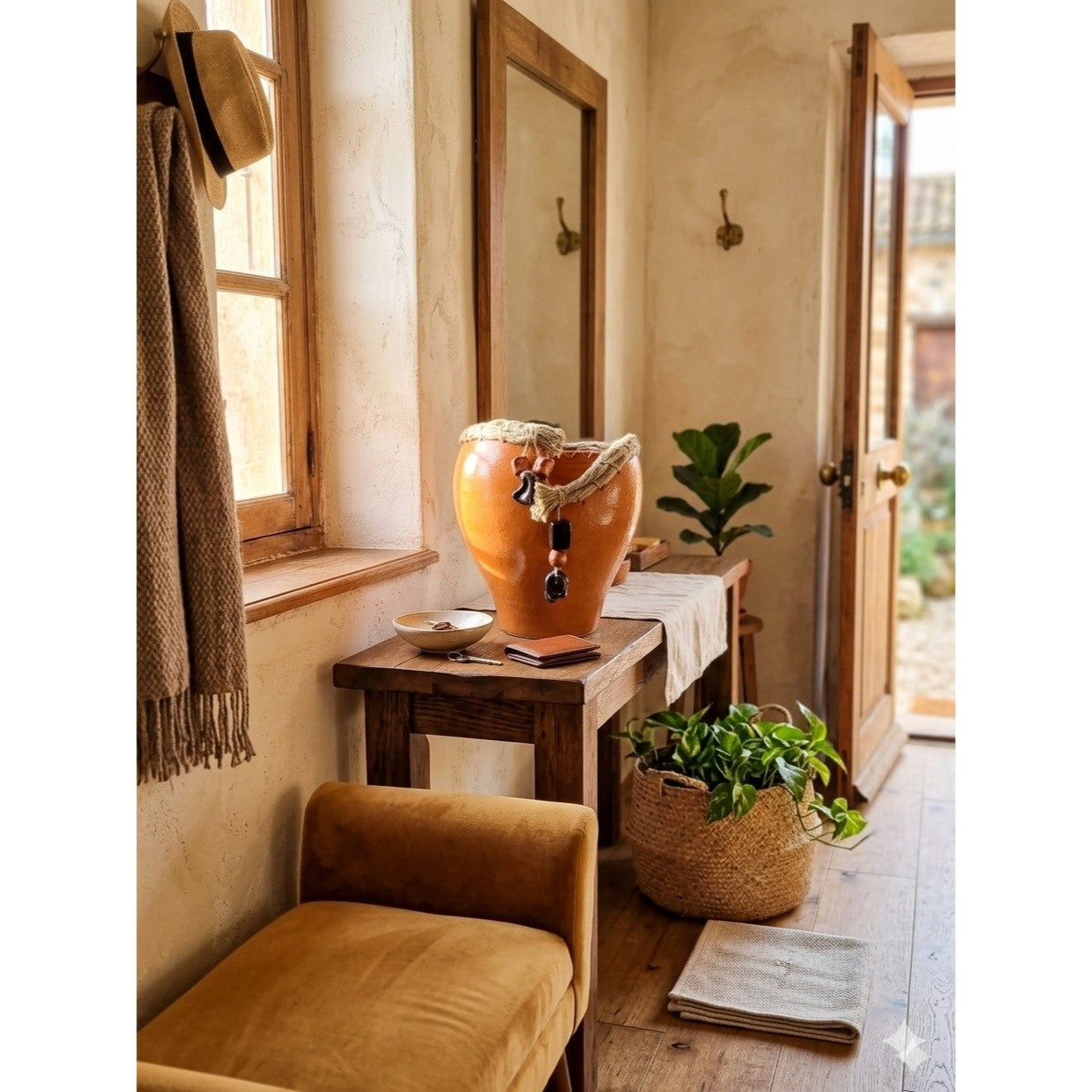 Vase africain orange 30 cm de hauteur pour une déco unique et élégante