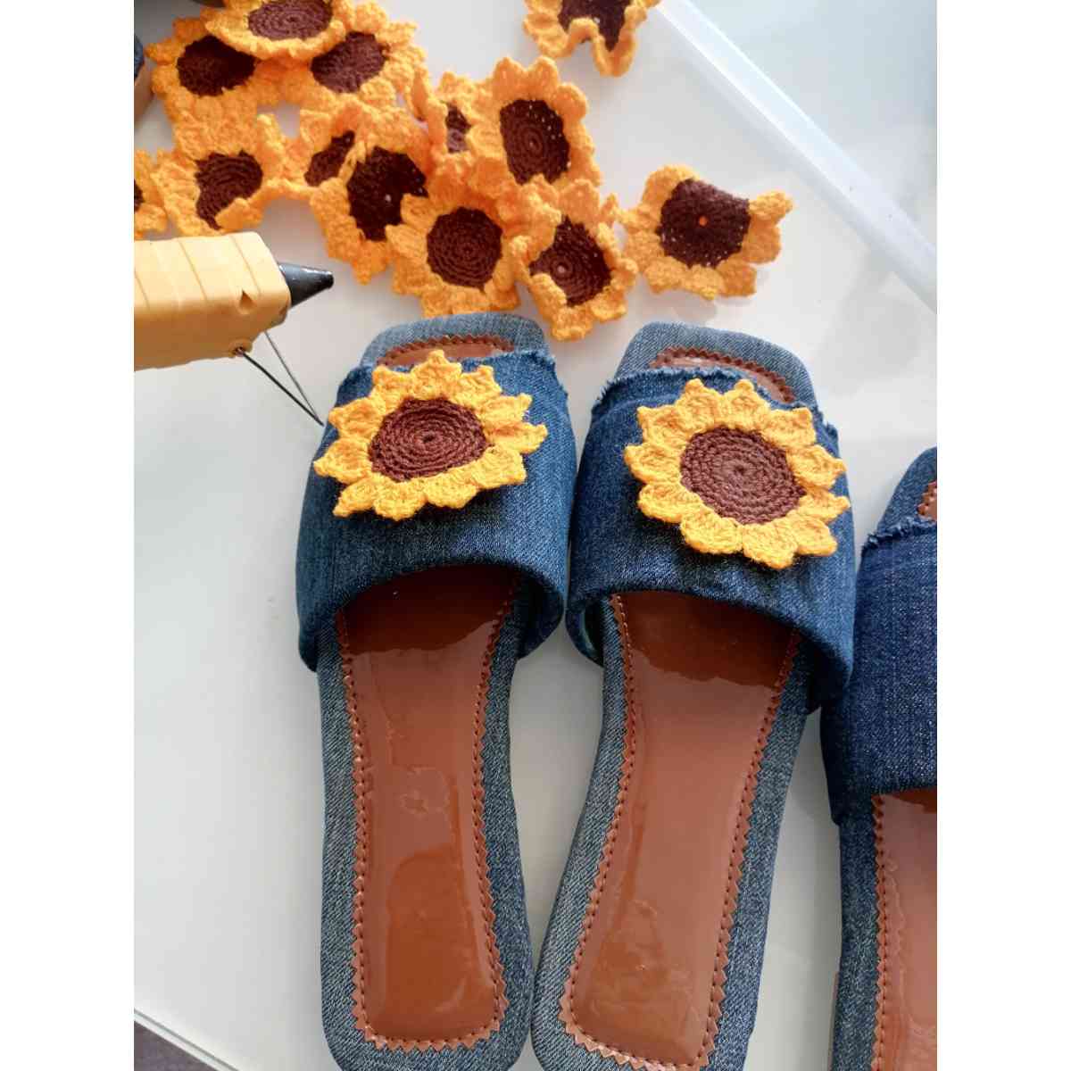 Mules en jeans artisanales taille 41 irrésistibles et uniques