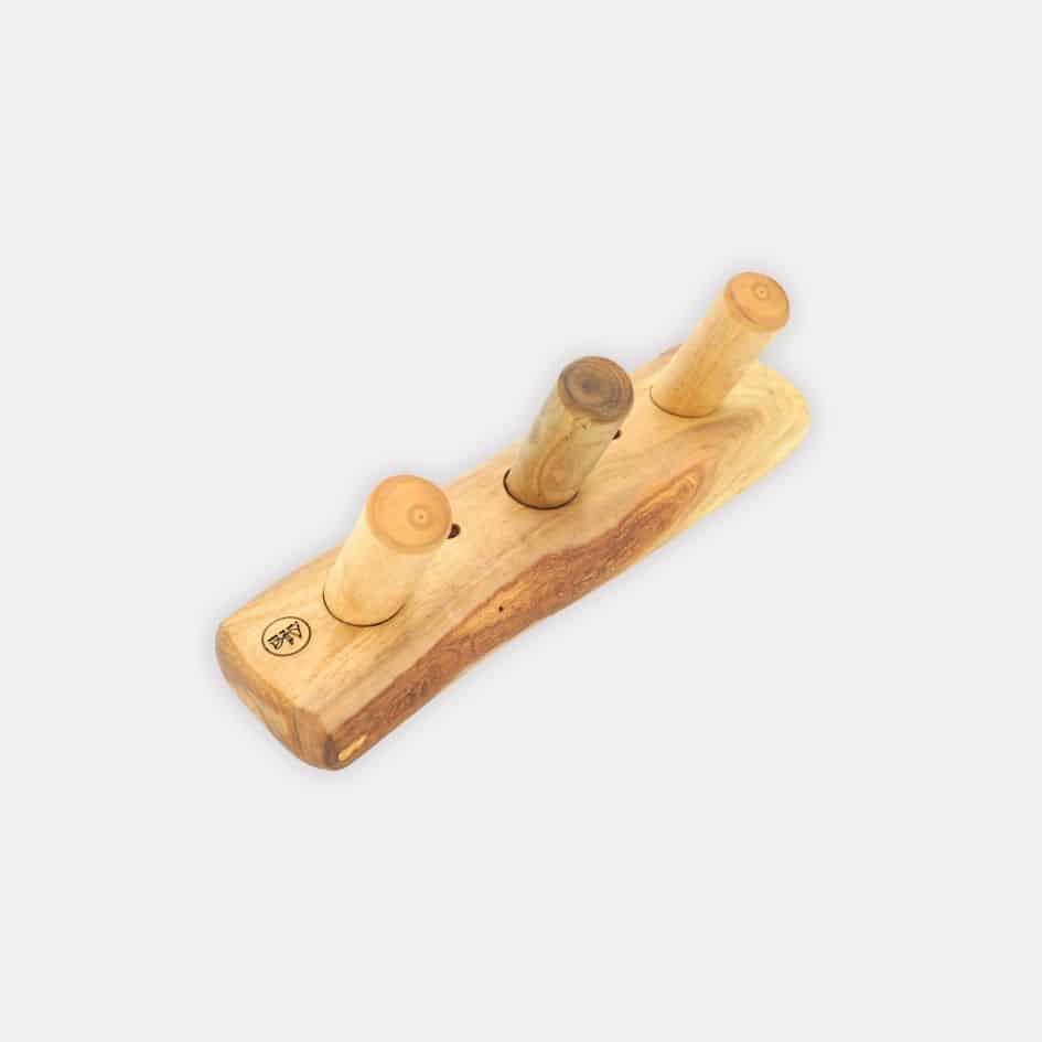 Porte-manteau mural artisanal en bois d'olivier – Design rustique et naturel
