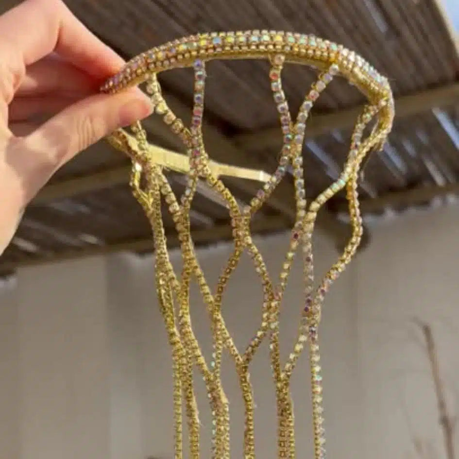 Accessoire Festif en Cristaux Dorés - Idéal pour Tenues de Soirée