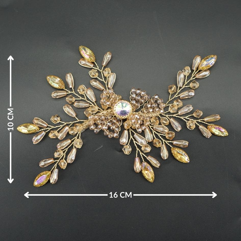 Accessoire de cheveux mariage doré avec cristaux et perles