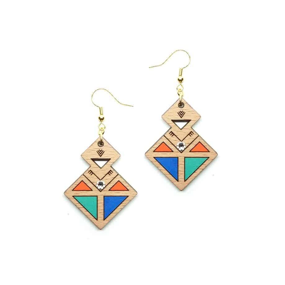 Boucles d'oreilles berbères "Amazigh Spirit" – Bois & Peinture Acrylique