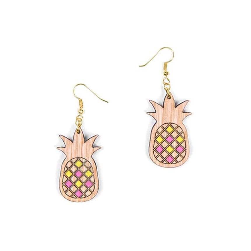 Boucles d'oreilles "Tropical Pineapple" – Bois & Peinture Acrylique