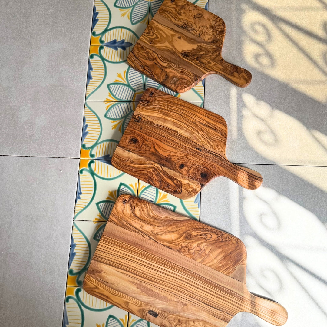 Pack de planches de service artisanales en bois d'olivier