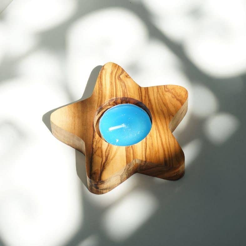 Bougeoir Étoile en Bois d'Olivier - Élégance Naturelle Durable