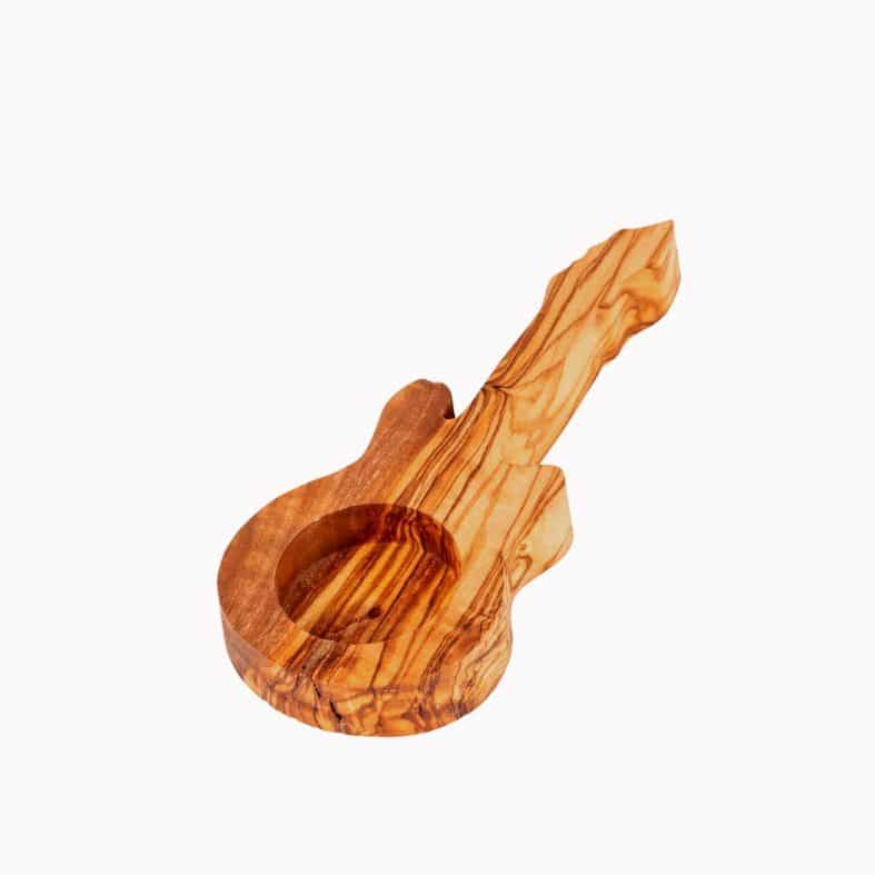 Bougeoir bois d'olivier guitare – Bougeoir artisanal déco musique cadeau