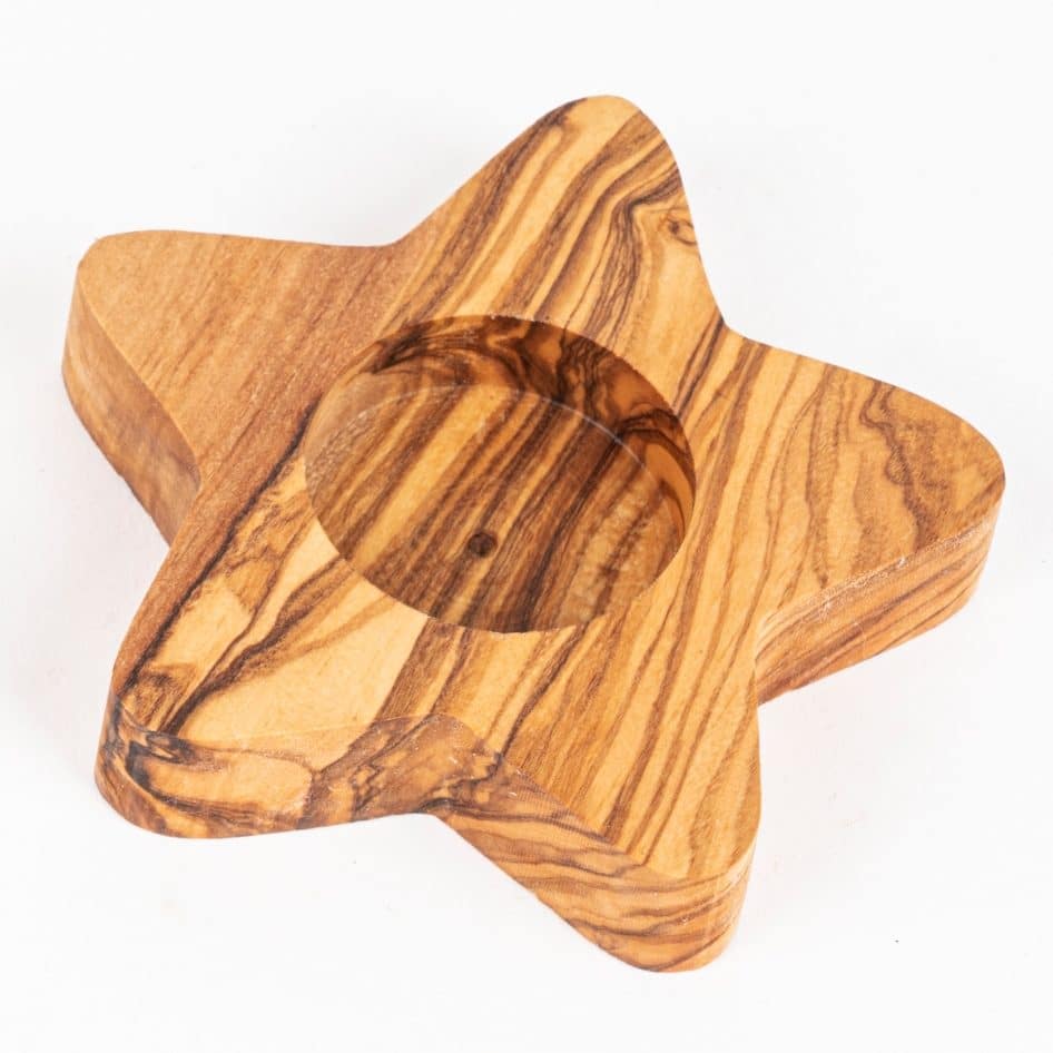 Bougeoir Étoile en Bois d'Olivier - Élégance Naturelle Durable