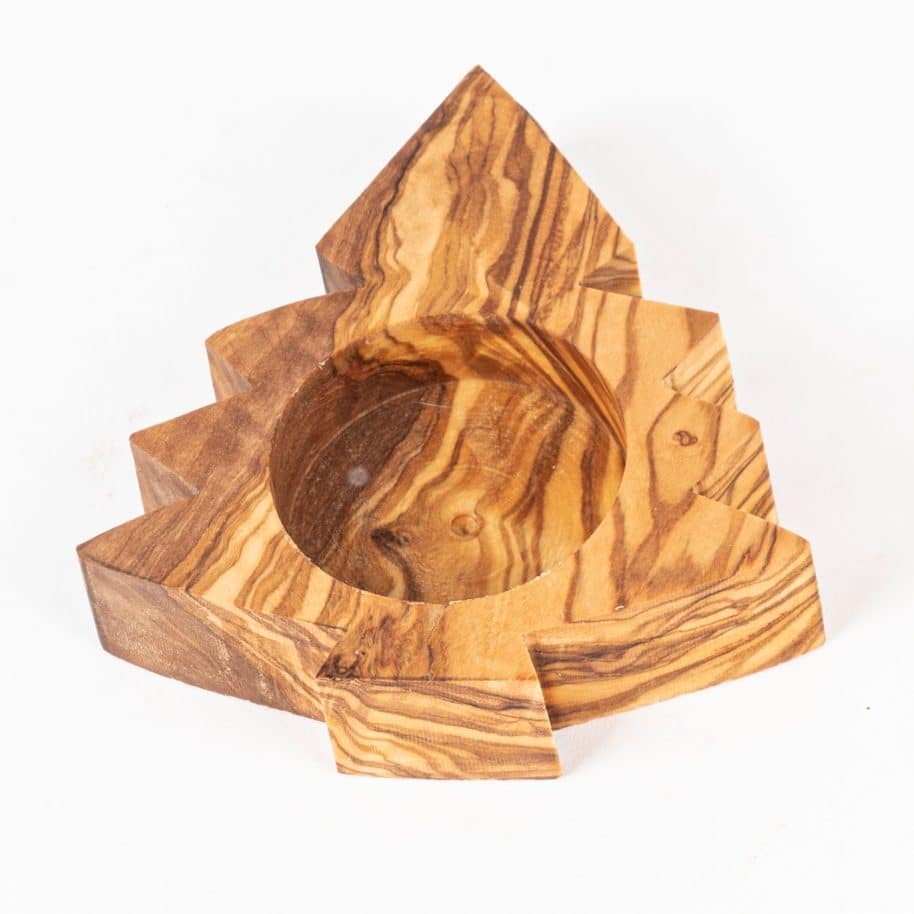 Bougeoir Design Sapin en Bois d'Olivier - Élégance Artisanale
