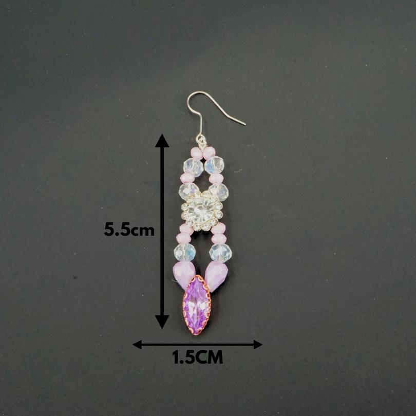 Boucles d'oreilles couleur violet, modelé anciennes corail