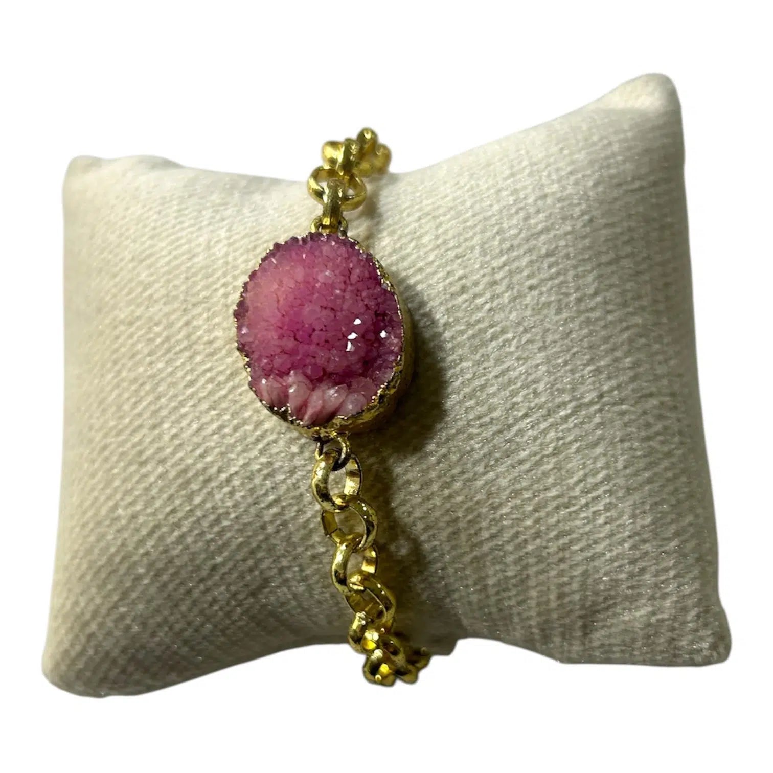 Bracelet QUARTZ rose et chaine dorée
