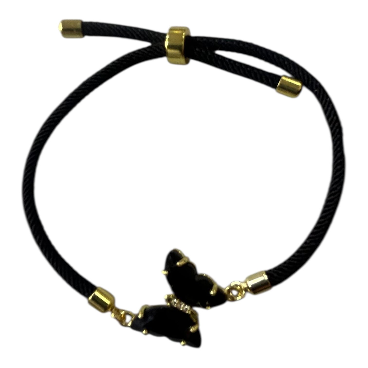 Bracelet en cordon noir avec papilon assorti