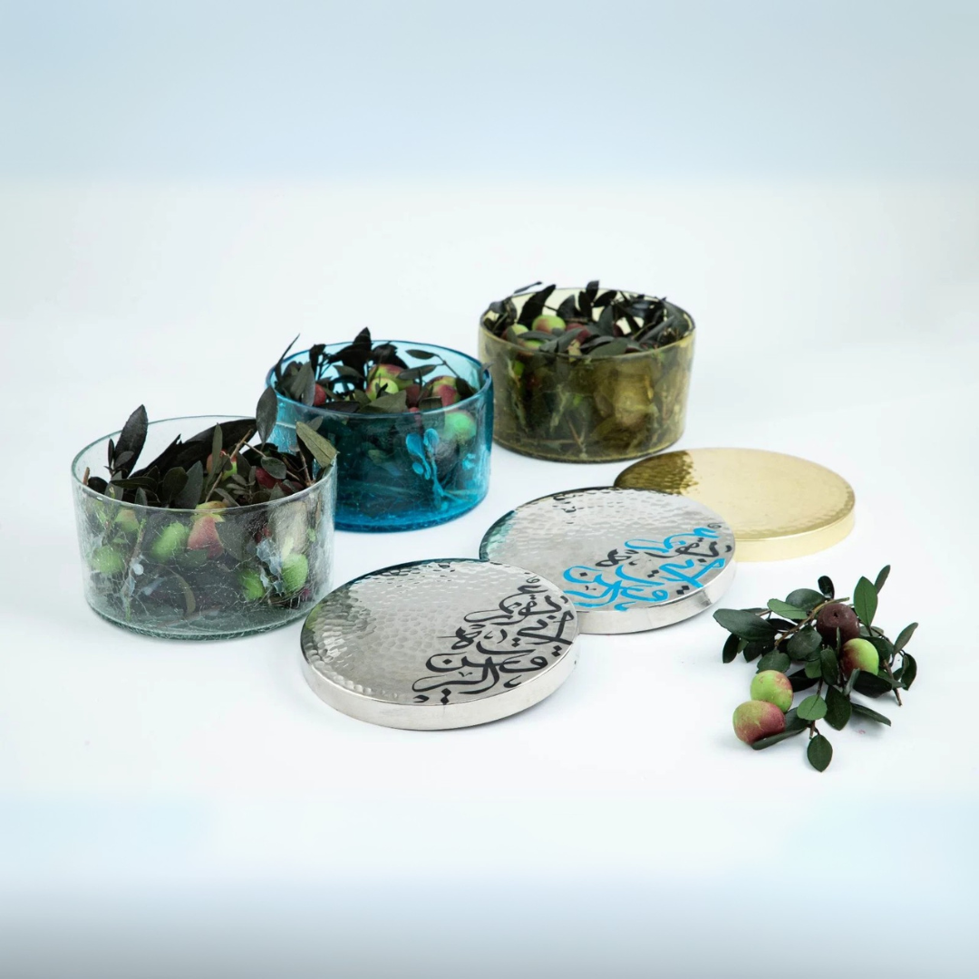 Glass Kufia box with copper lid – Tunisian crafts 