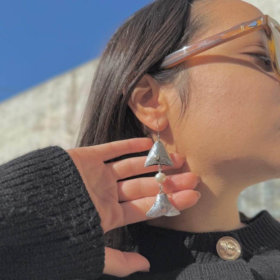 Boucle d'oreilles en argent 850 motif poisson