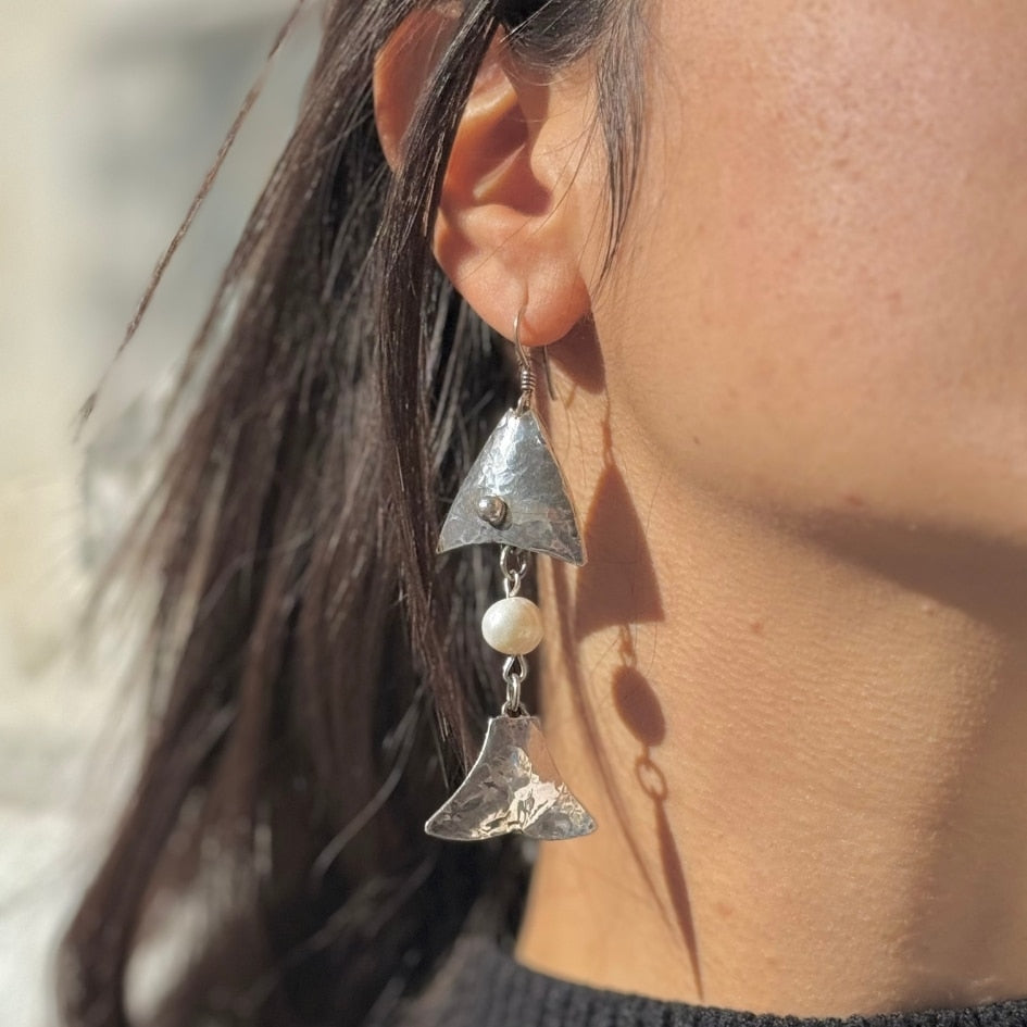 Boucle d'oreilles en argent 850 motif poisson