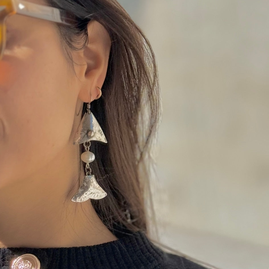 Boucle d'oreilles en argent 850 motif poisson