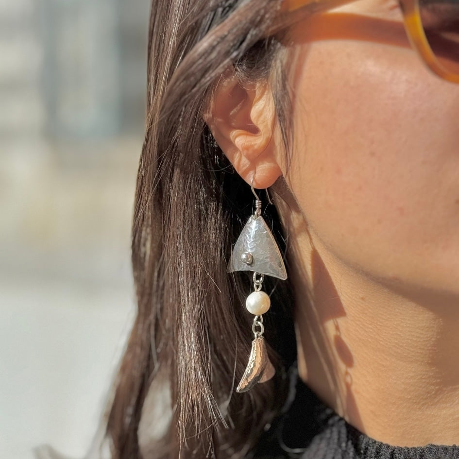 Boucle d'oreilles en argent 850 motif poisson