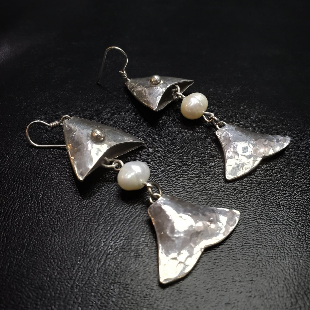 Boucle d'oreilles en argent 850 motif poisson