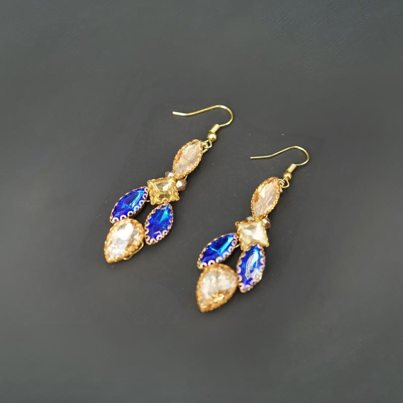 Boucles d'oreilles de mariage bleu, bijoux de mariée, Boucles d’oreilles en forme de goutte de mariage, boucles d'oreilles de mariage cerceau boucles d'oreilles de mariée boucles d'oreilles en strass