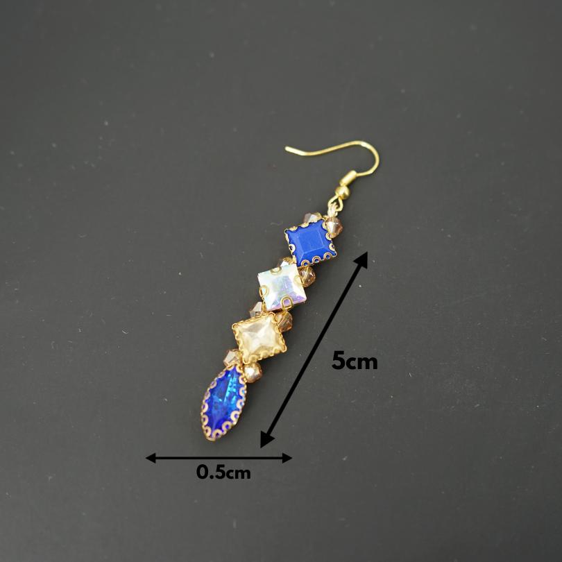 Boucles d'oreilles bleues, longues boucles d'oreilles en forme de larme, boucles d'oreilles pendantes en cristal, boucles d'oreilles de mariée, boucles d'oreilles bleues, boucles d'oreilles longues en cristal