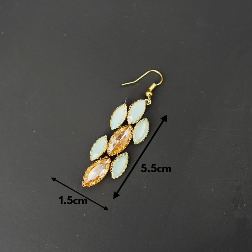 Boucles d'oreilles bleu vert ,boucles d'oreilles pendantes en cristal, boucles d'oreilles de mariée, boucles d'oreilles bleues, boucles d'oreilles longues en cristal