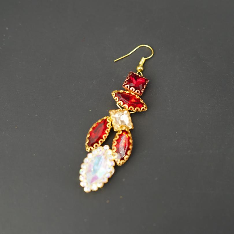 Boucles d'oreilles en strass rouge, bijoux de mariée longs, boucles d'oreilles de mariée, boucles d'oreilles de mariée en cristal, boucles d'oreilles tendance